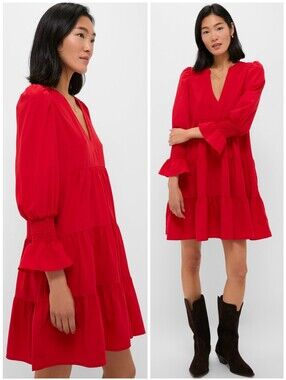 Tuckernuck Pomander Place Red Tiered Kenzo Dress, M